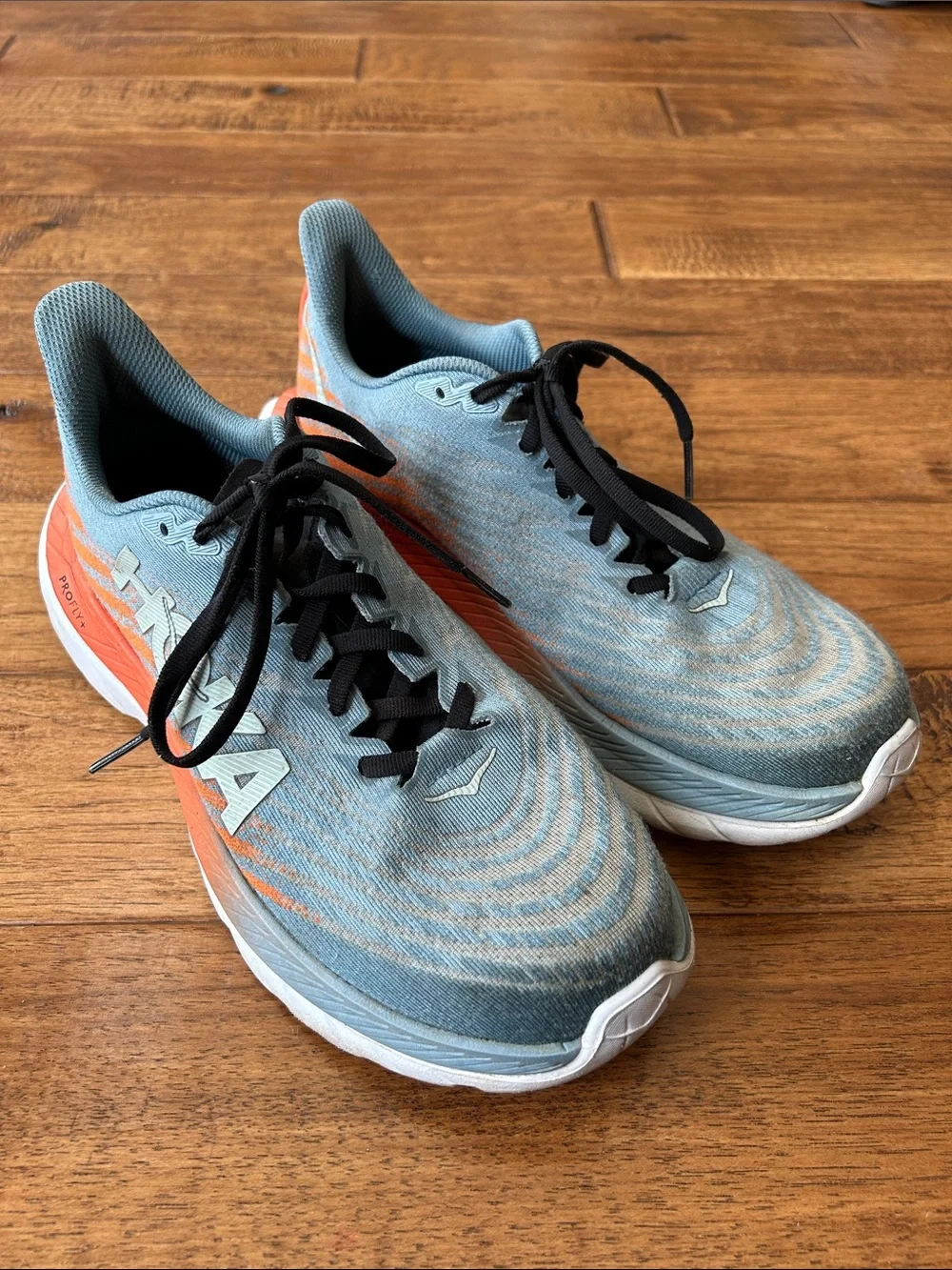 Hoka One One Mach 5 Cushioned Running Shoes Blue Orange Mens Size 8